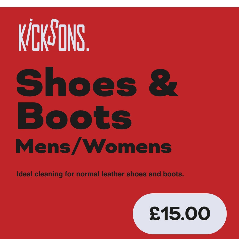 Shoe and boot cleaning service for normal leather, deep clean, deodorize.