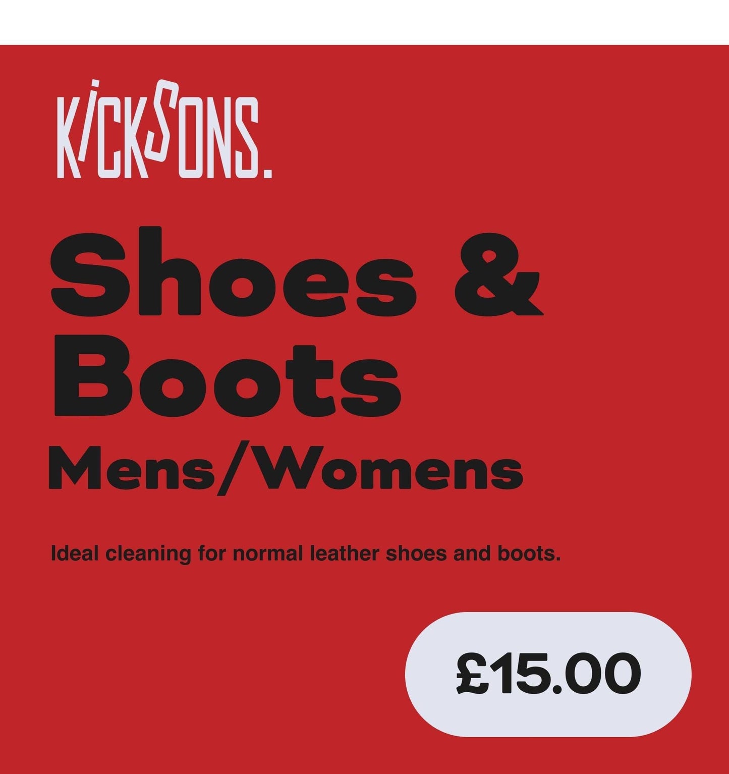 Shoe and boot cleaning service for normal leather, deep clean, deodorize.