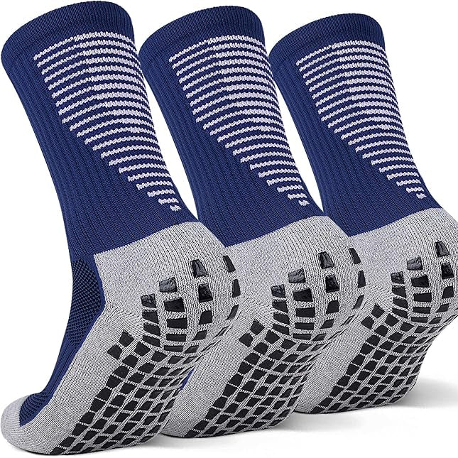 Grip socks with non-skid soles, ideal for sports and preventing slips.